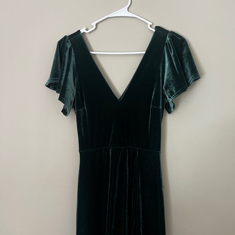 Birdy Grey Emerald Maxi Gown With Slit And Flutter Sleeves View 3
